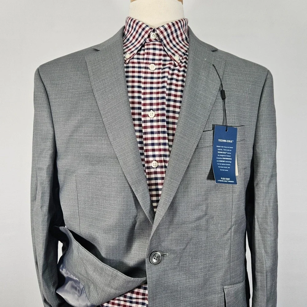Kenneth Cole Men's Sport Coat Blazer Two Button Gray Techi-cole 44R NEW WITH TAG